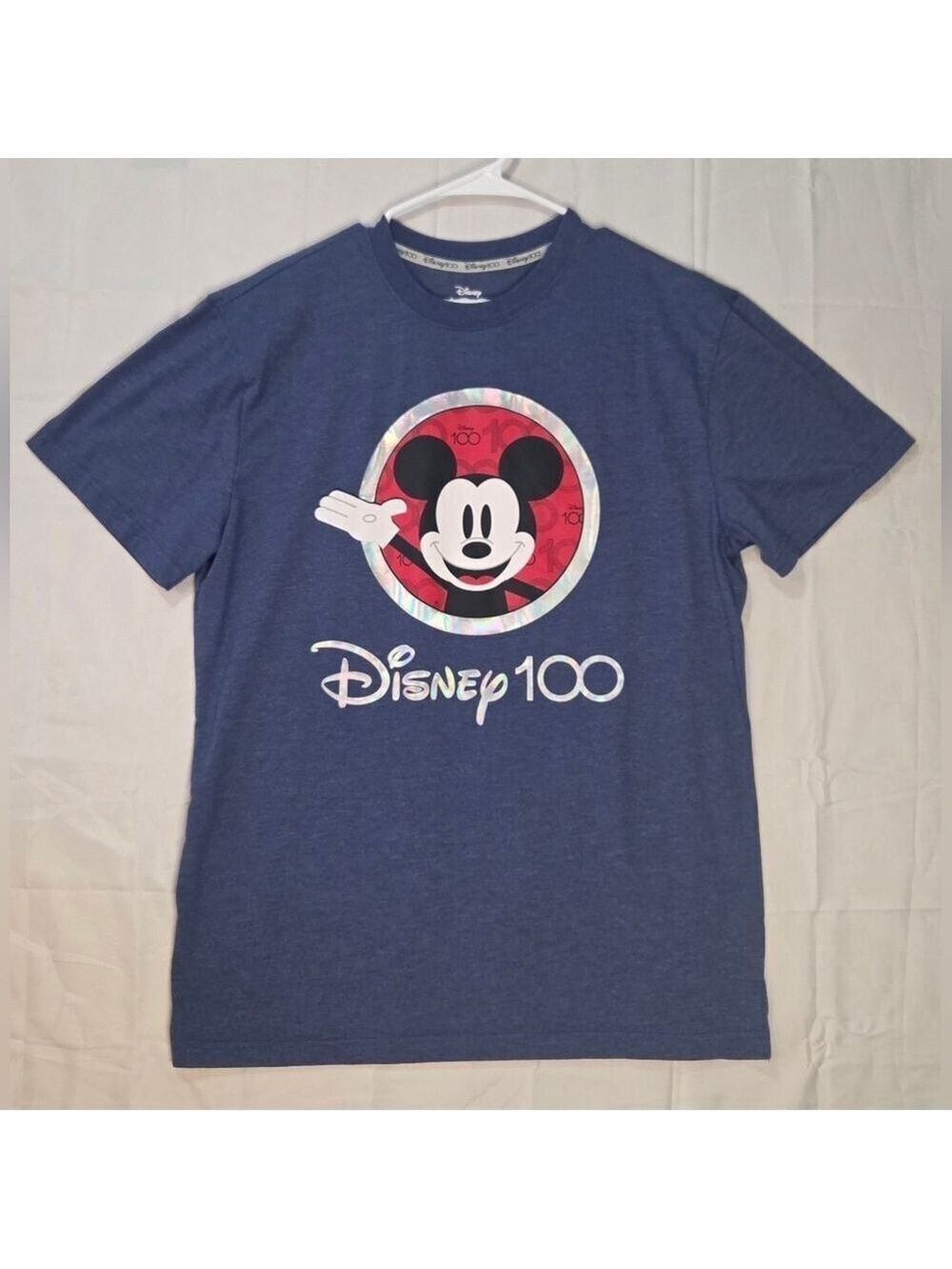 Disney 100 Mickey Mouse Graphic Tee Blue Anniversary Shirt Size L